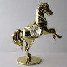 Pferd auf Ständer mit Sattel und Swarovski Elements vergoldet