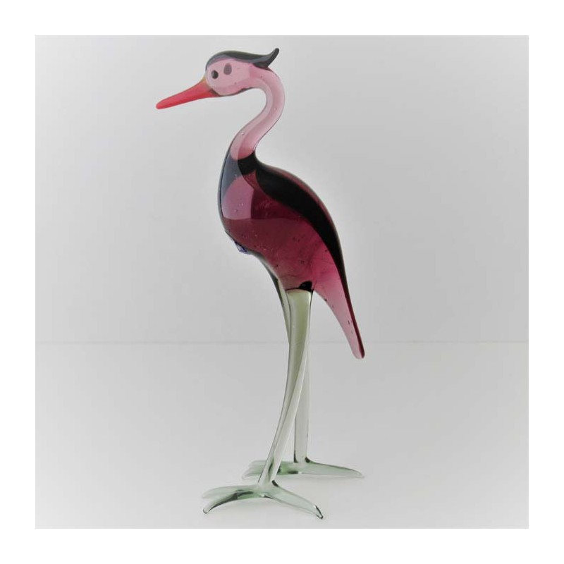 Glas Vögel Reiher 11cm violett 2 sortiert stehend Glas Vögel Reiher 11cm violett 2 sortiert stehend