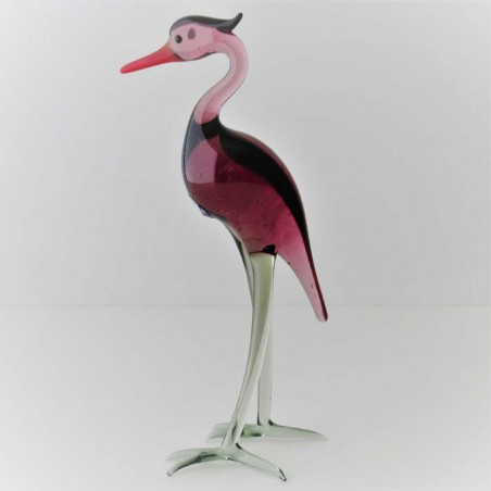 Glas Vögel Reiher 11cm violett 2 sortiert stehend
