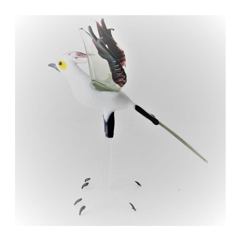 Glas Vögel Sekretär 11cm stehend weiss-schwarz Glas Vögel Sekretär 11cm stehend weiss-schwarz