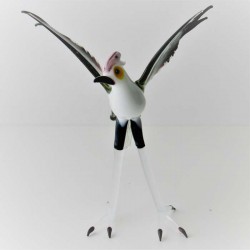 Glas Vögel  Sekretär 11cm stehend weiss-schwarz