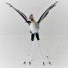 Glas Vögel  Sekretär 11cm stehend weiss-schwarz