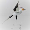 Glas Vögel  Sekretär 11cm stehend weiss-schwarz