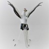 Glas Vögel  Sekretär 11cm stehend weiss-schwarz