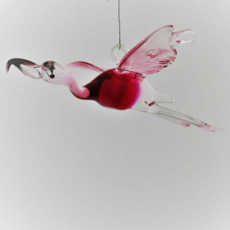 Glas Flamingo 120mm fliegend Kristall blau zum hängen