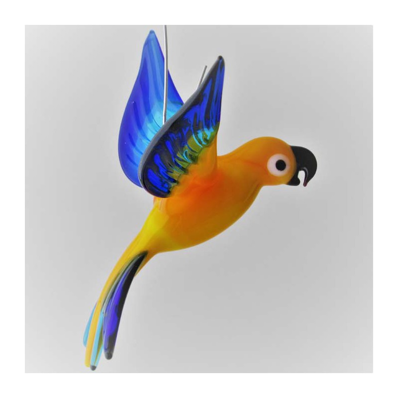 Glasvogel, Papagei 70 mm mini zum hängen,