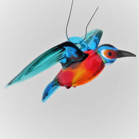 Glasvogel, Eisvogel 65mm mini blau Bernstein, zum hängen