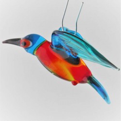 Glasvogel, Eisvogel 65mm mini blau Bernstein, zum hängen