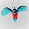 Glasvogel, Eisvogel 65mm mini blau Bernstein, zum hängen