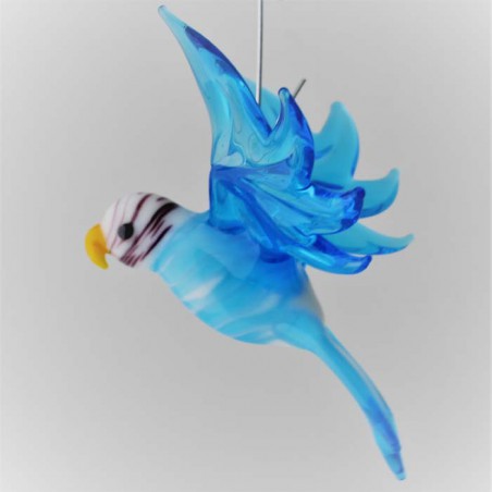 Glasvogel, Wellensittich 70mm mini blau-weiss zum hängen