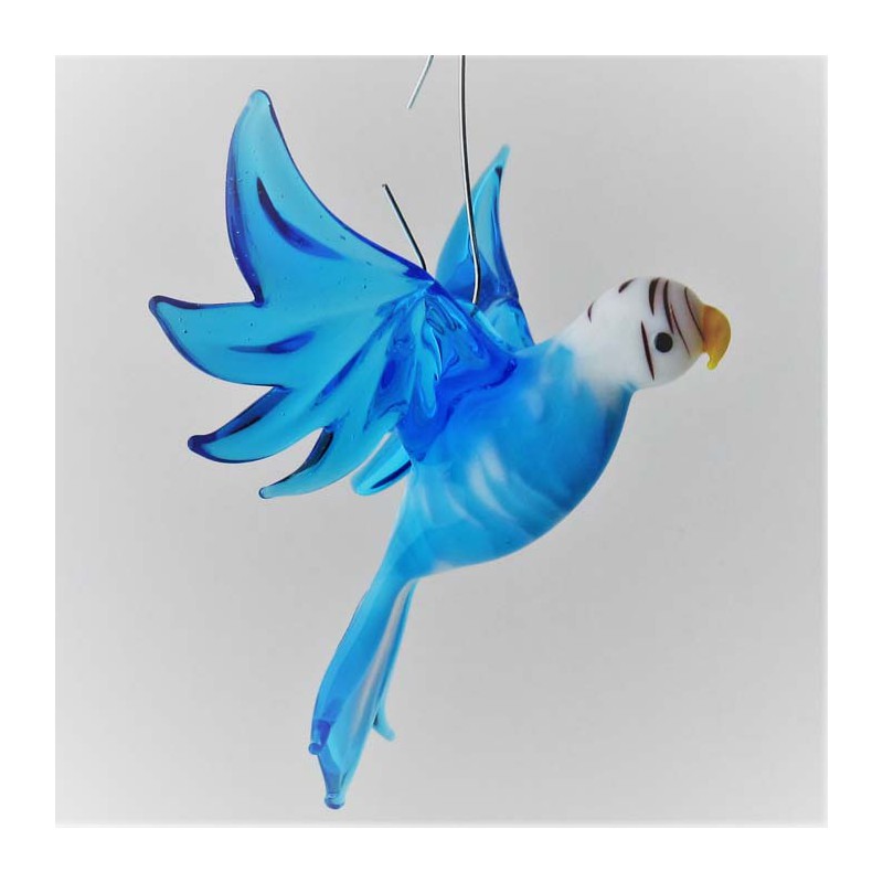 Glasvogel, Wellensittich 100mm blau zum hängen