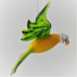 Glasvogel, Wellensittich 100mm  gelb-grün zum hängen