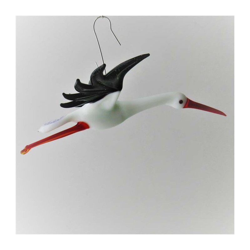 Glasvogel, Storch 130mm zum hängen,