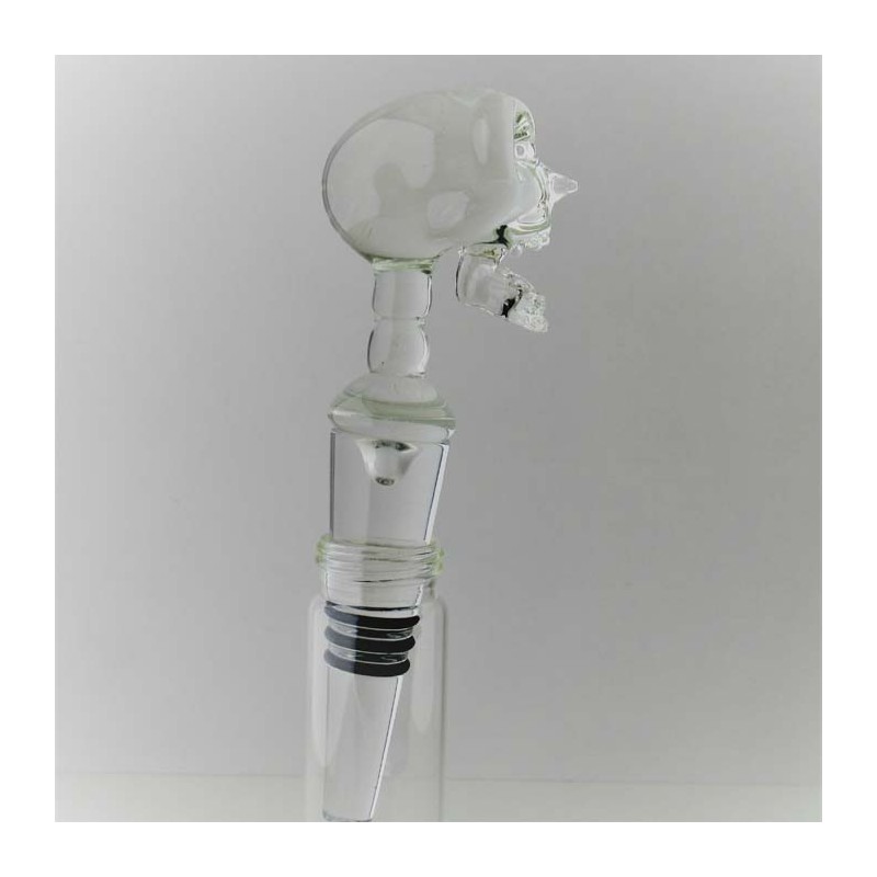 Glas Flaschenverschluss 15cm Schädel klar