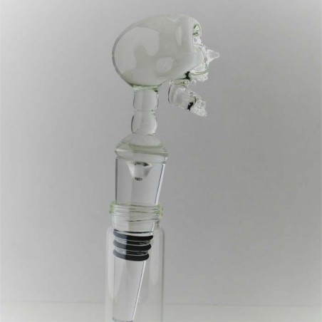 Glas Flaschenverschluss 15cm Schädel klar
