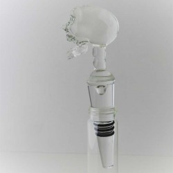 Glas Flaschenverschluss 15cm Schädel klar