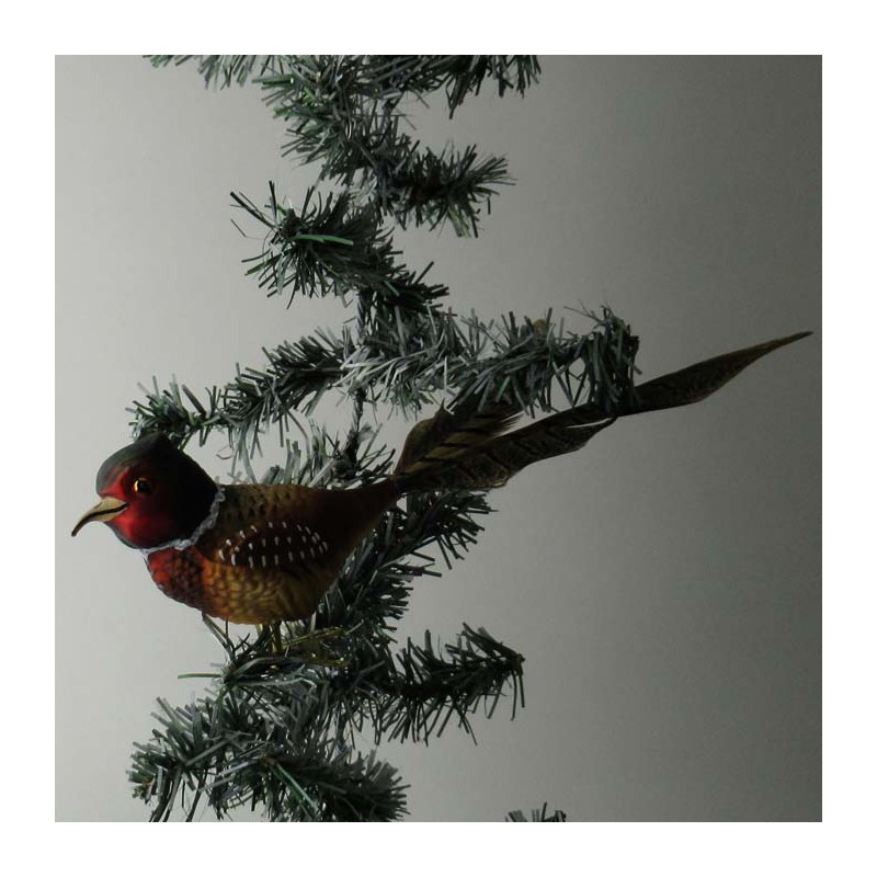Glasvogel, Fasan mit Naturfedern gros