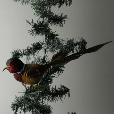 Glasvogel, Fasan mit Naturfedern gros