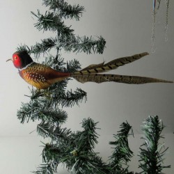 Glasvogel, Fasan mit Naturfedern gros