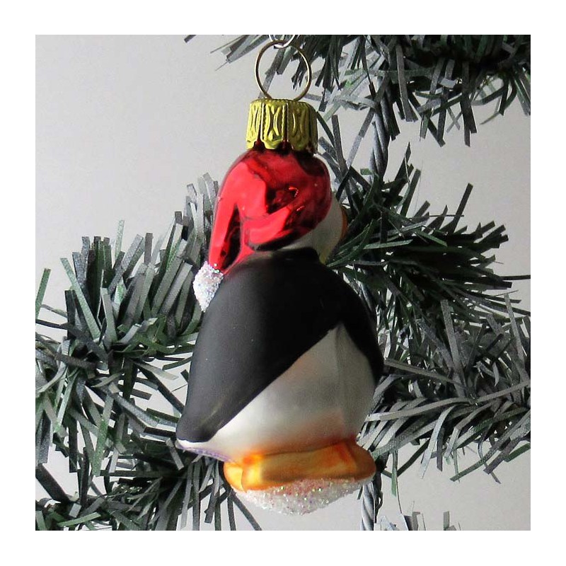 Glasvogel, Pinguin kleine mit Mütze, zum hängen