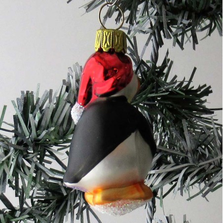 Glasvogel, Pinguin kleine mit Mütze, zum hängen