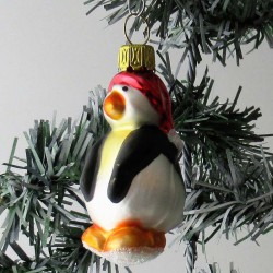 Glasvogel, Pinguin kleine mit Mütze, zum hängen