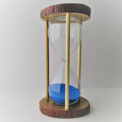 Sanduhr 30 Min. 23 cm Glas verschiedene Farben Sand, im Naturholz Gestell