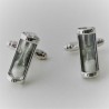 Manschettenknöpfe, platiniert, mit Glas  Sanduhr, ca.20x24x8mm/10g,