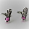 Manschettenknöpfe, platiniert, mit Glas  Sanduhr, ca.20x24x8mm/10g,