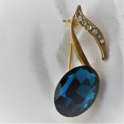 Brosche, Musiknote Goldfarben plattiert mit Kristallen