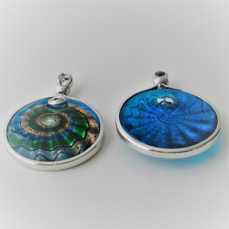 Muranoglas rund 60mm Silberfolie gemischte Farben