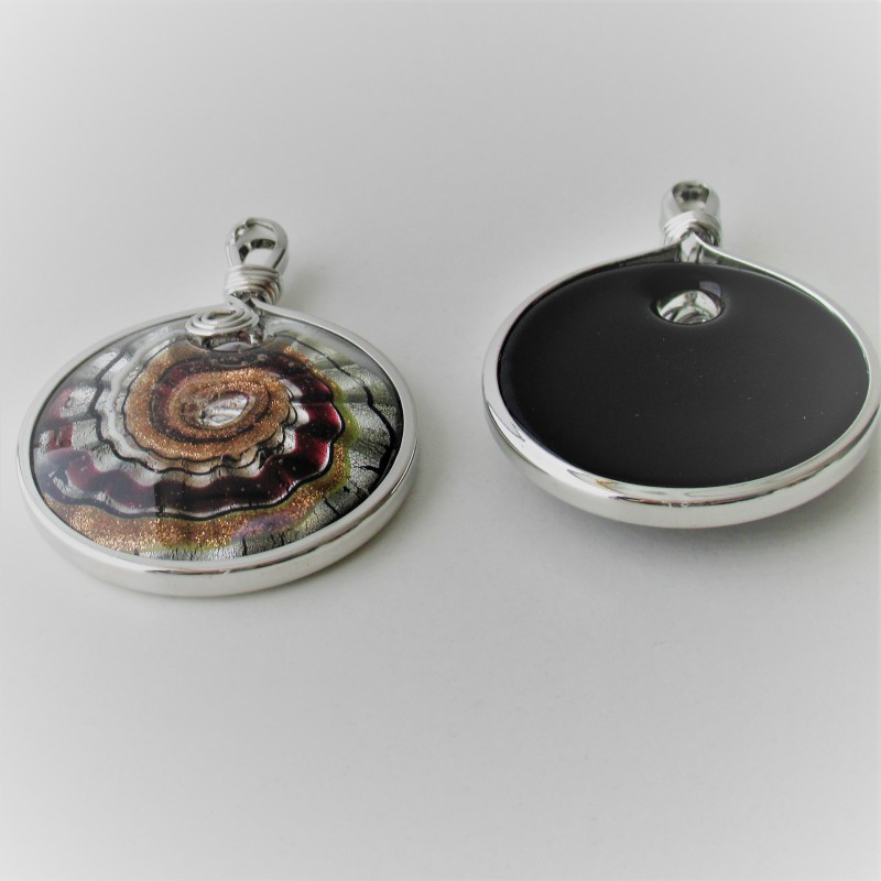 Muranoglas rund 60mm Silberfolie gemischte Farben