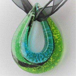 Muranoglas Tropfen 48mm Silberfolie zum hängen