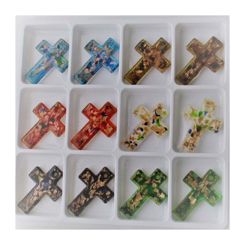 Muranoglas Kreuz 50mm Anhänger