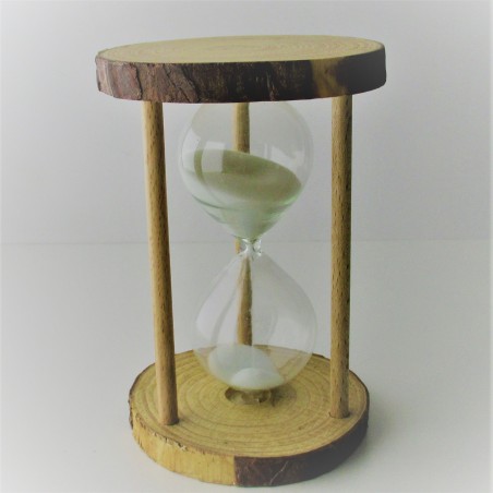 Sanduhr 5 min 12.5cm im Naturholz Gestell sortiert