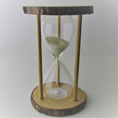 Sanduhr 3 min 15 cm Glas im Naturholz Gestell