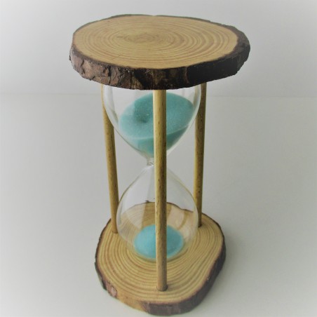Sanduhr 5 min 15cm Glas Sanduhr im Naturholz Gestell