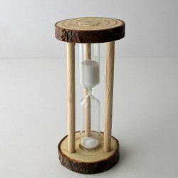 Sanduhr 3 Min. 9.3cm zylindrisch Glas im Naturholz Gestell,