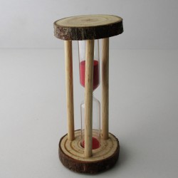 Sanduhr 3 Min. 9.3cm zylindrisch Glas im Naturholz Gestell,