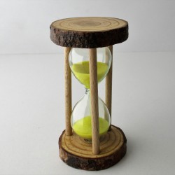 Sanduhr 3 Min. 9.5cm Glas im Naturholz Gestell,
