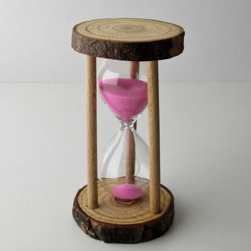 Sanduhr 3 Min. 9.5cm Glas im Naturholz Gestell,
