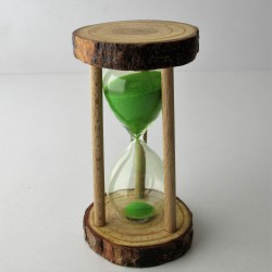 Sanduhr 3 Min. 9.5cm Glas im Naturholz Gestell,