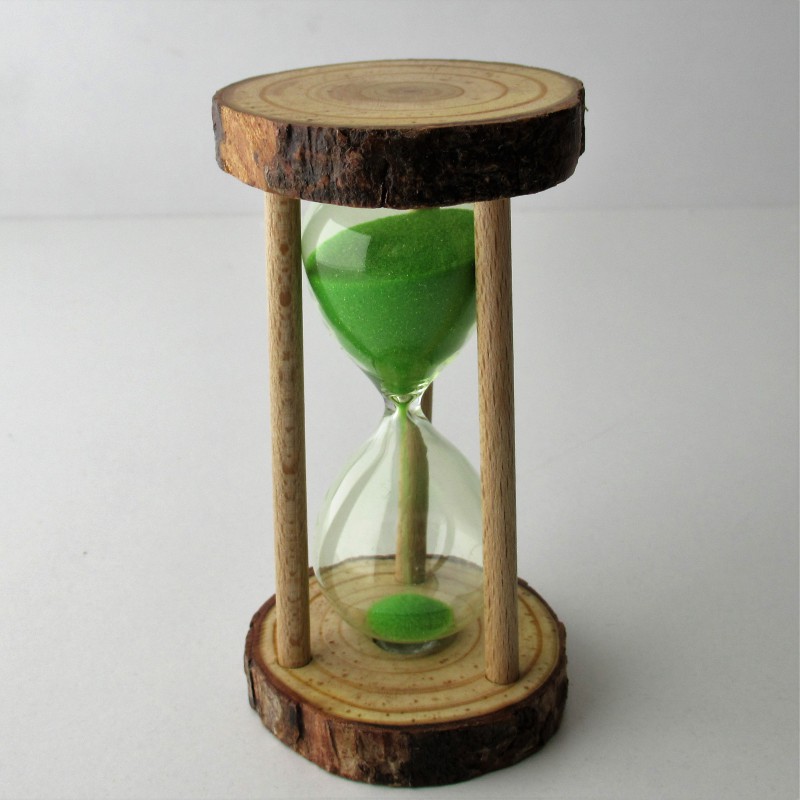 Sanduhr 3 Min. 9.5cm Glas im Naturholz Gestell,
