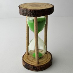 Sanduhr 3 Min. 9.5cm Glas im Naturholz Gestell,