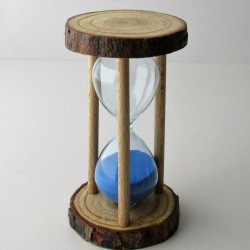 Sanduhr 3 Min. 9.5cm Glas im Naturholz Gestell,