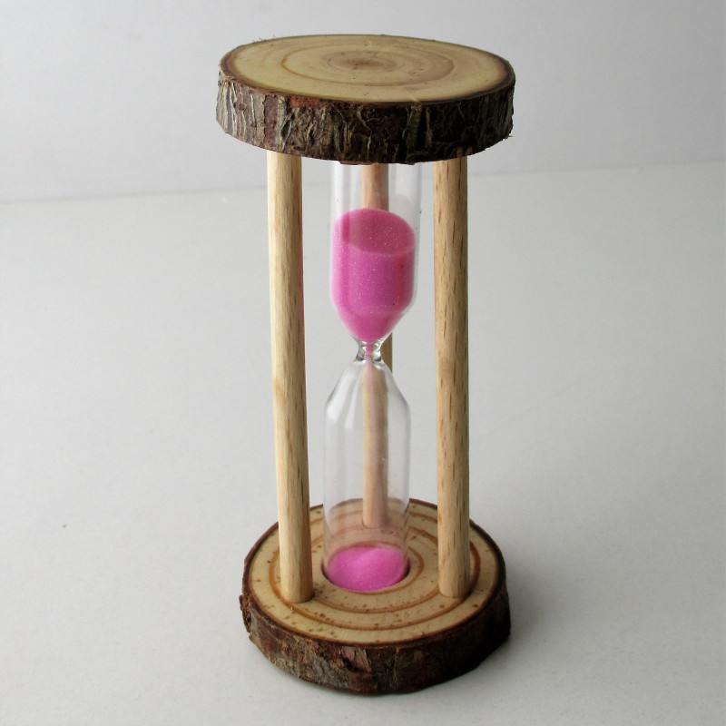 Sanduhr 2 min 9.3 cm zylindrisch Glas im Naturholz Gestell