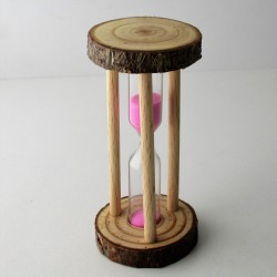 Sanduhr 2 min 9.3 cm zylindrisch Glas im Naturholz Gestell