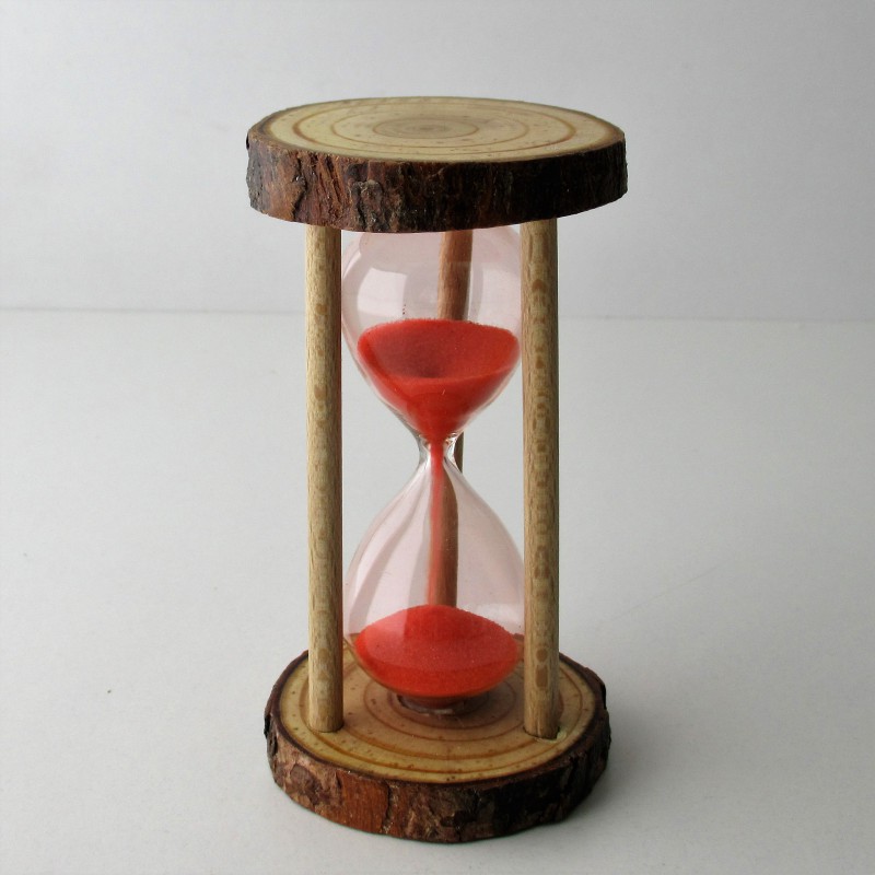 Sanduhr 0.5 Min. 9.5cm Rot, im Naturholz Gestell, 30 Sekunden