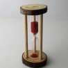 Sanduhr 10 Min. 9.3cm Rot, zylindrisch Glas im Naturholz Gestell,