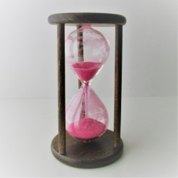 Sanduhr 0.5 min. 15 cm Rosa, im Holzgestell Nusbaum dunkel rund